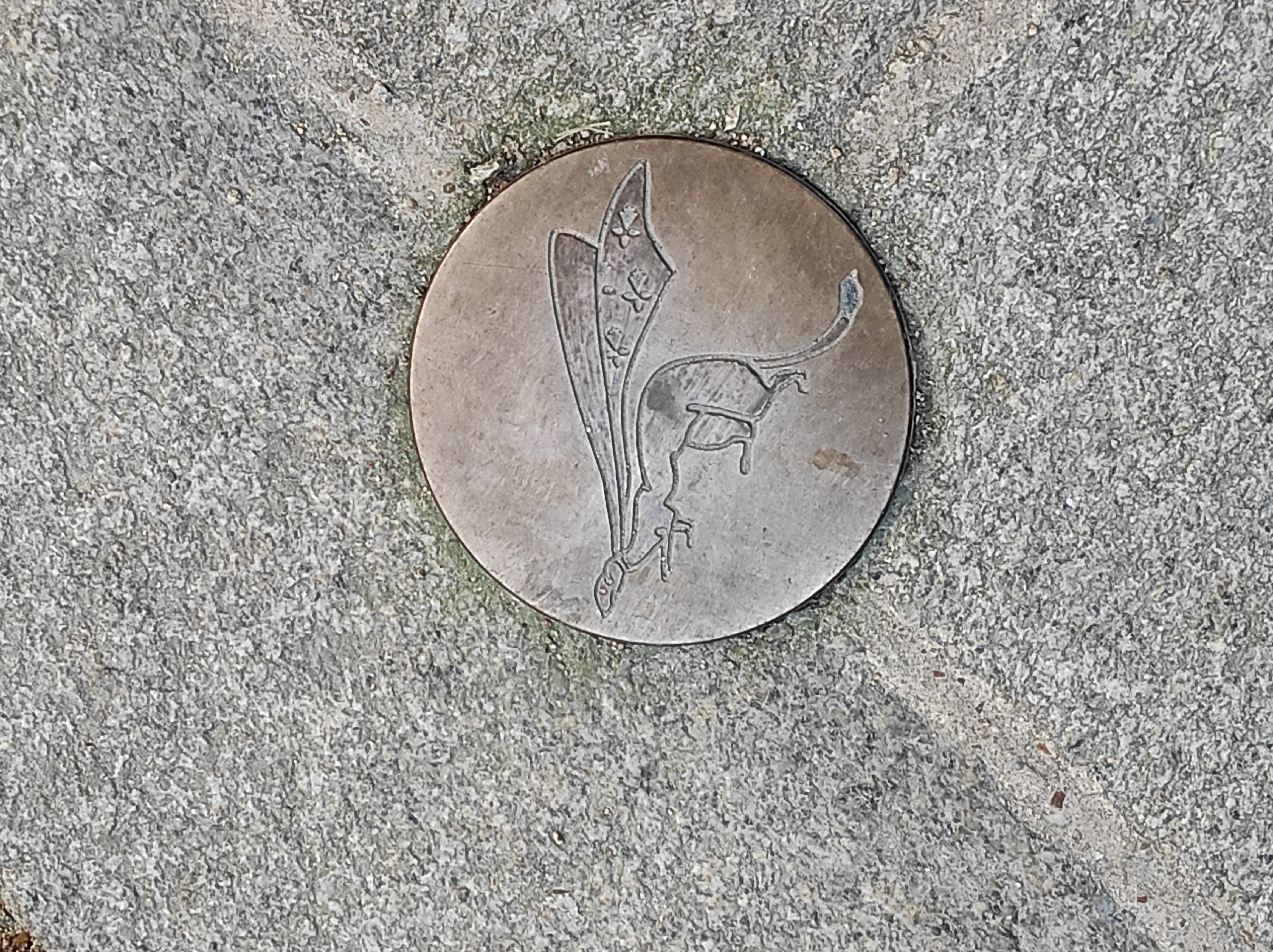 des clous avec l'embleme de l'Hermine au sol à Vannes pour découvrir la ville en famille.